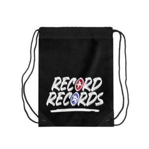 Record Records Vinyl Logo Drawstring Bag — Retro Music Gym Sack